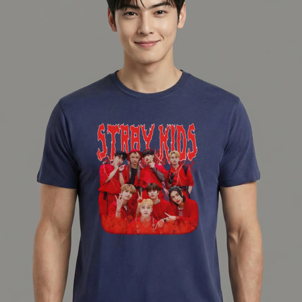 Camiseta Stray Kids Retro 90's azul