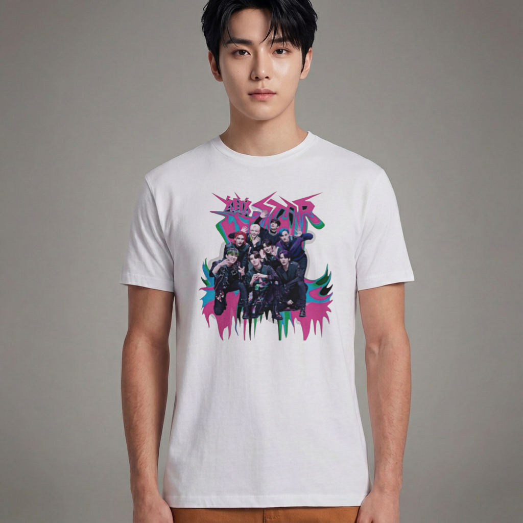 Camiseta Básica Stray Kids Rockstar Album - Branca