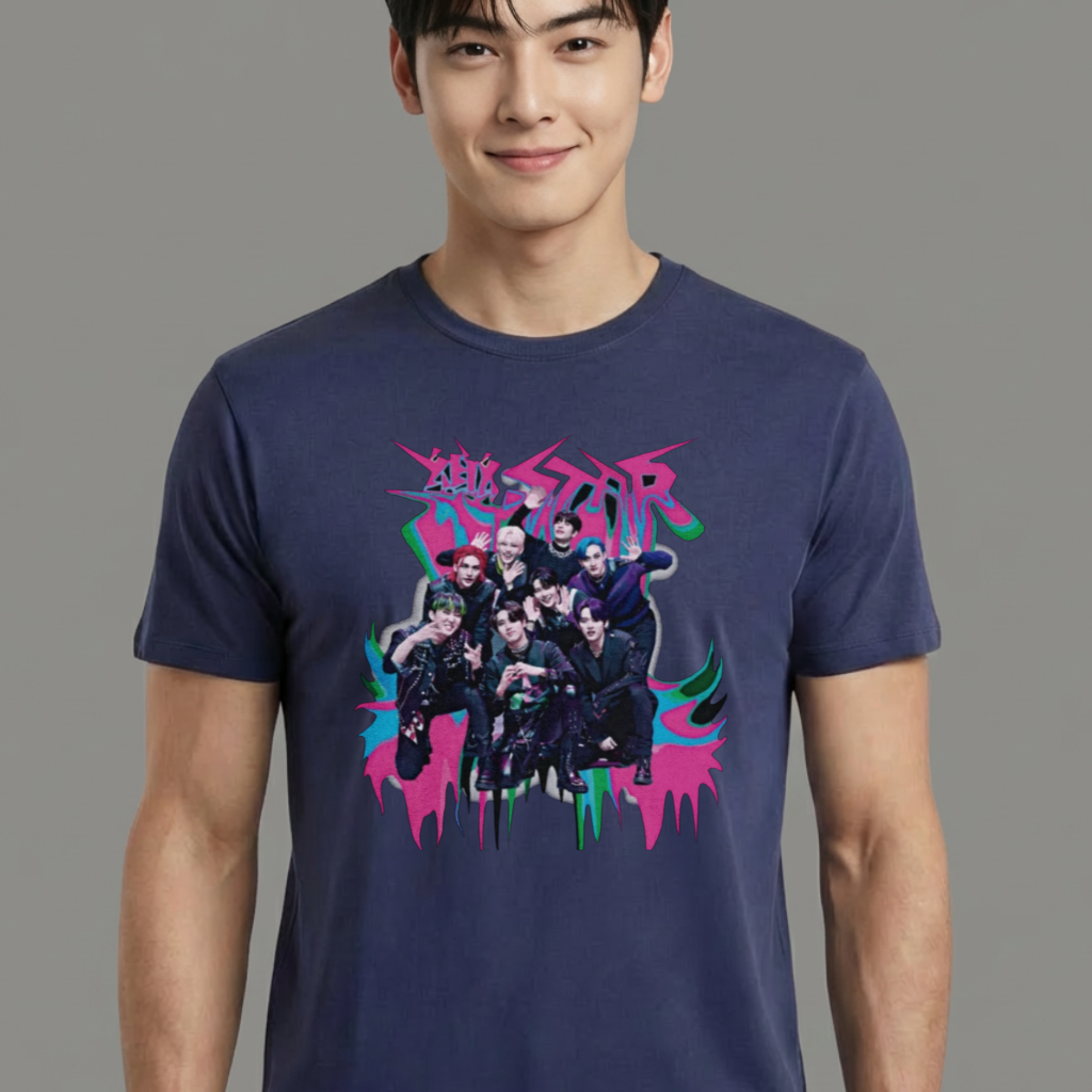Camiseta Stray Kids Rockstar Album azul
