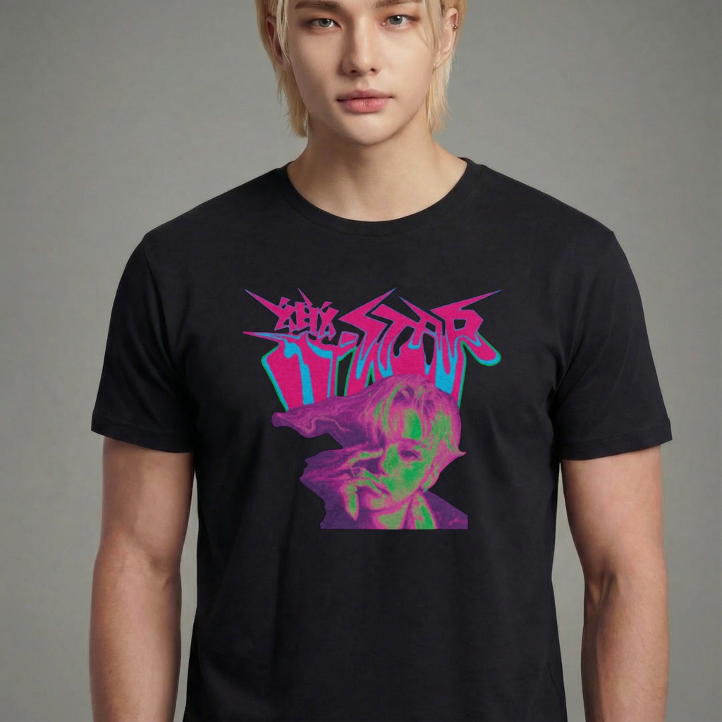 Camiseta camiseta-basica-stray-kids-rockstar-graphic - Preta
