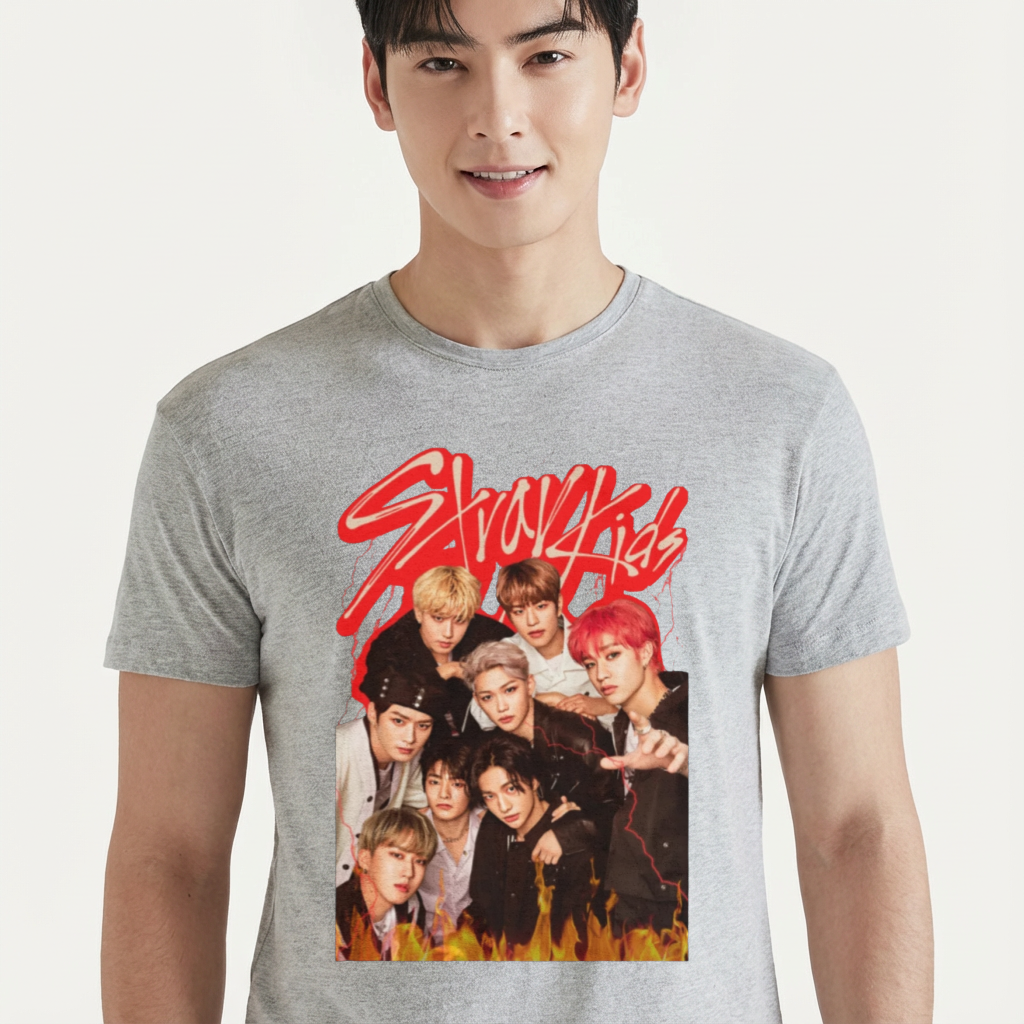 Camiseta camiseta-basica-stray-kids-vintage - Cinza