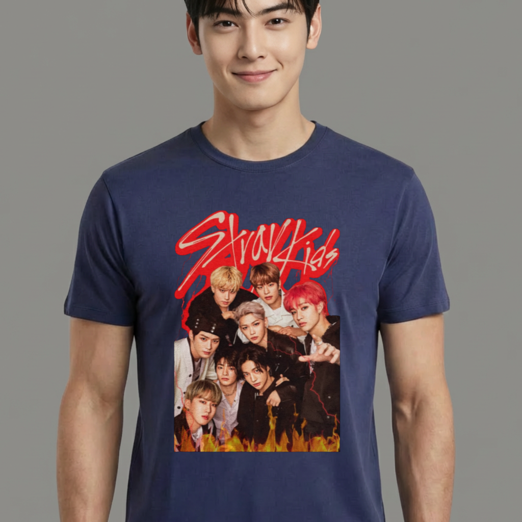 Camiseta camiseta-basica-stray-kids-vintage - Azul
