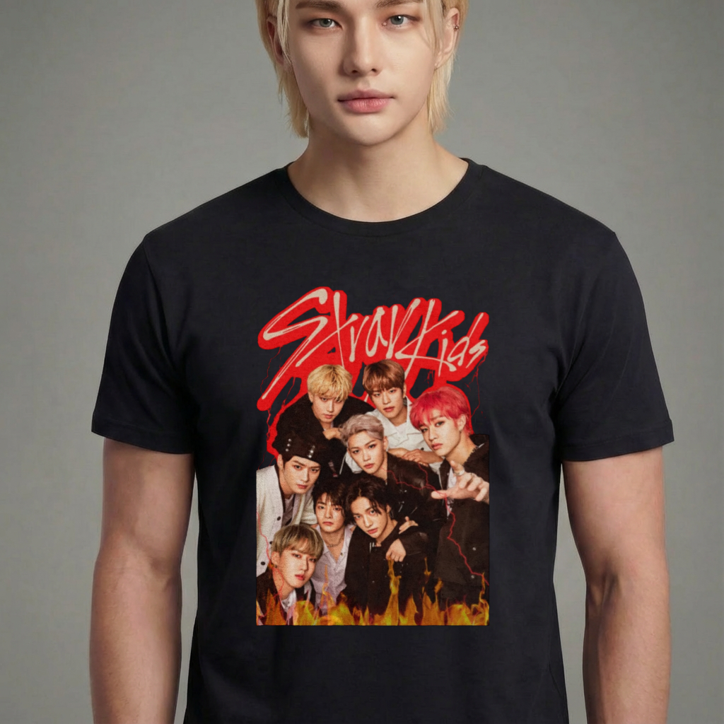 Camiseta camiseta-basica-stray-kids-vintage - Preta