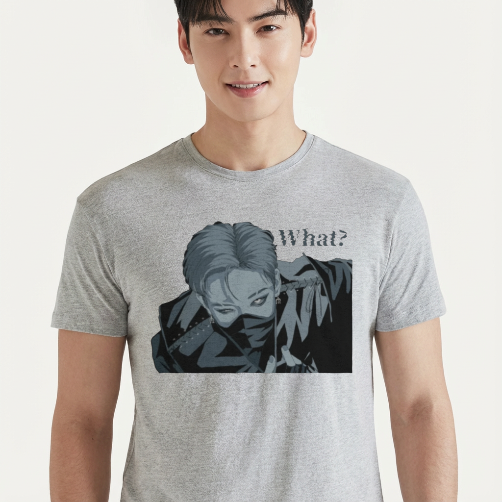 Camiseta camiseta-basica-stray-kids-what - Cinza