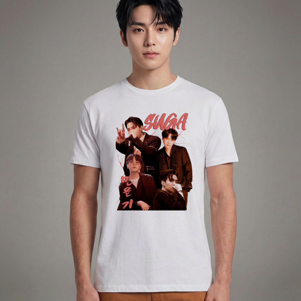 Camiseta Básica Suga BTS - Branca