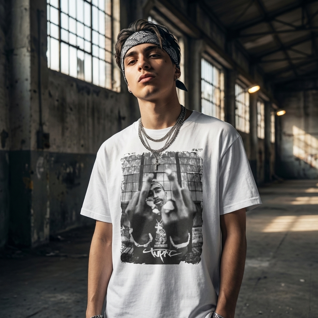 Camiseta Básica Tupac Aesthetic - Branca