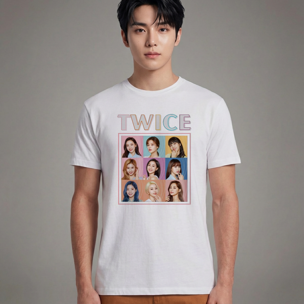 Camiseta Básica Twice Collab Cute - Branca