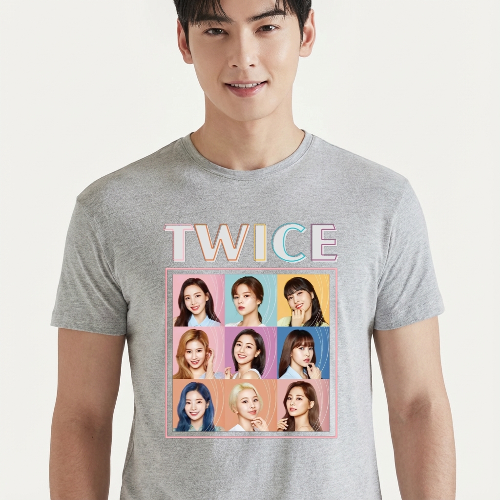 Camiseta Twice Collab Cute cinza