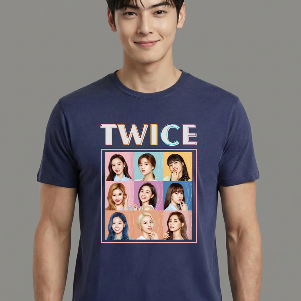Camiseta Twice Collab Cute azul