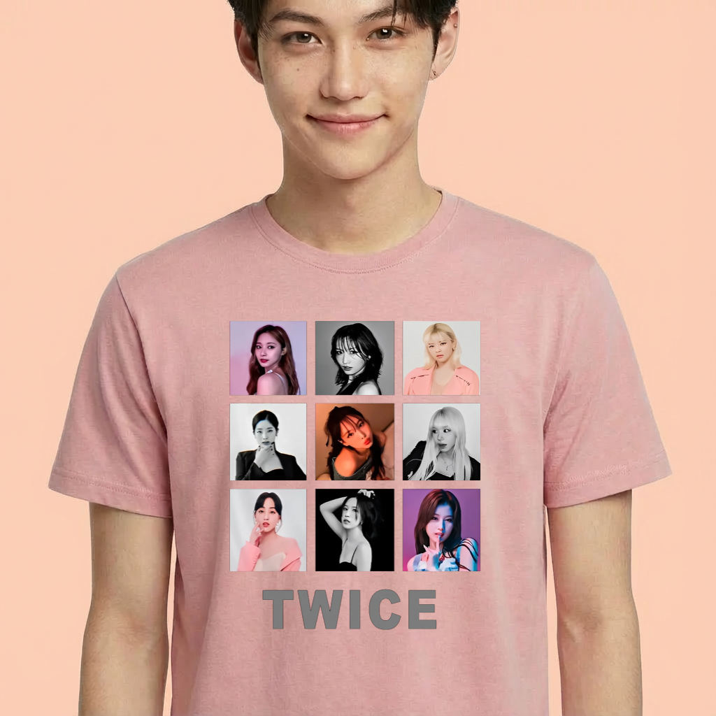 Camiseta Twice Collab rosa
