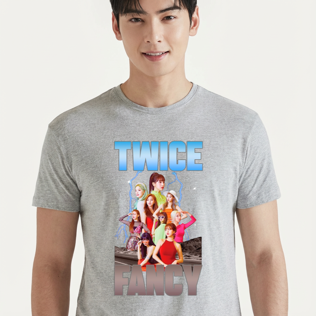 Camiseta Twice Fancy cinza