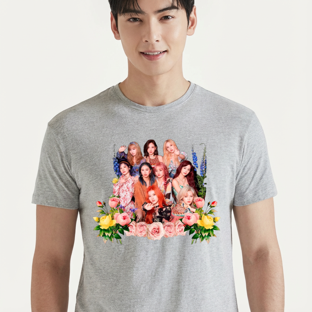 Camiseta camiseta-basica-twice-flowers - Cinza