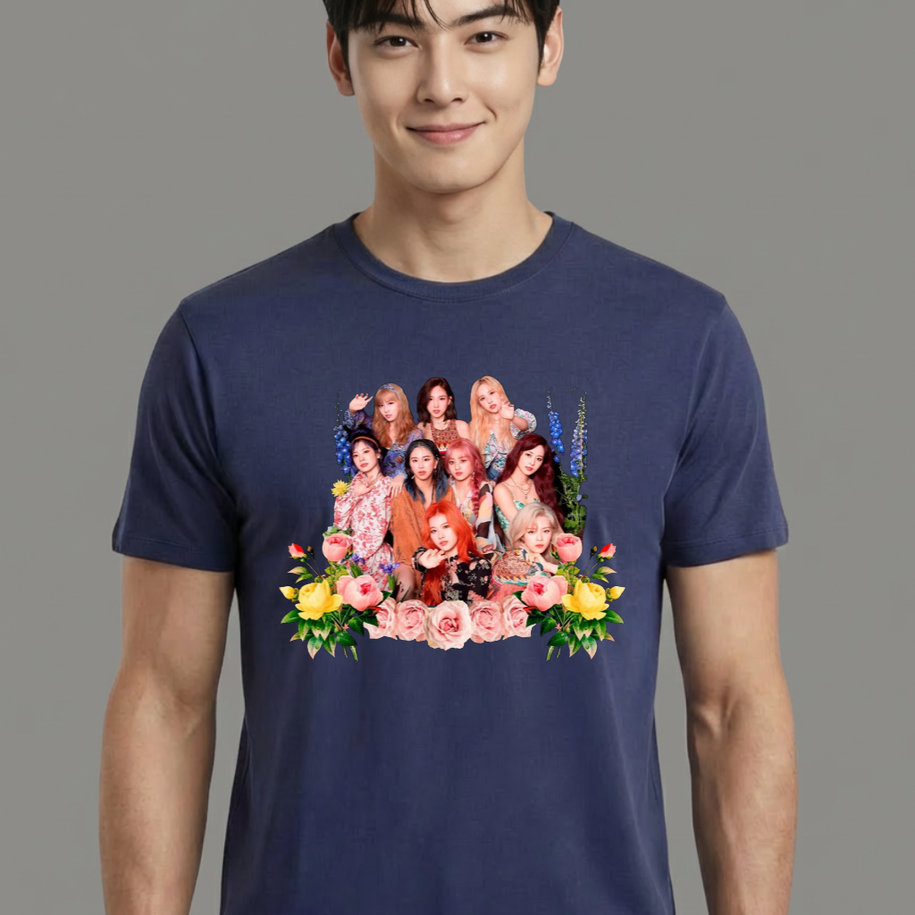 Camiseta Twice Flowers azul