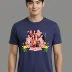 Camiseta Twice Flowers azul