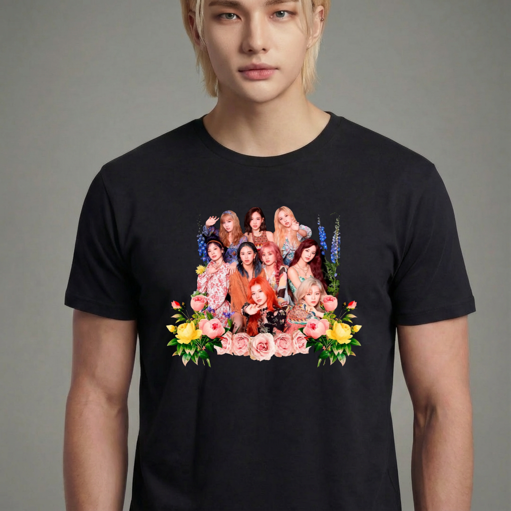 Camiseta Twice Flowers preta