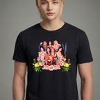 Camiseta Twice Flowers preta