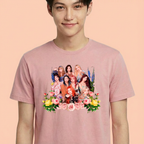 Camiseta Twice Flowers rosa