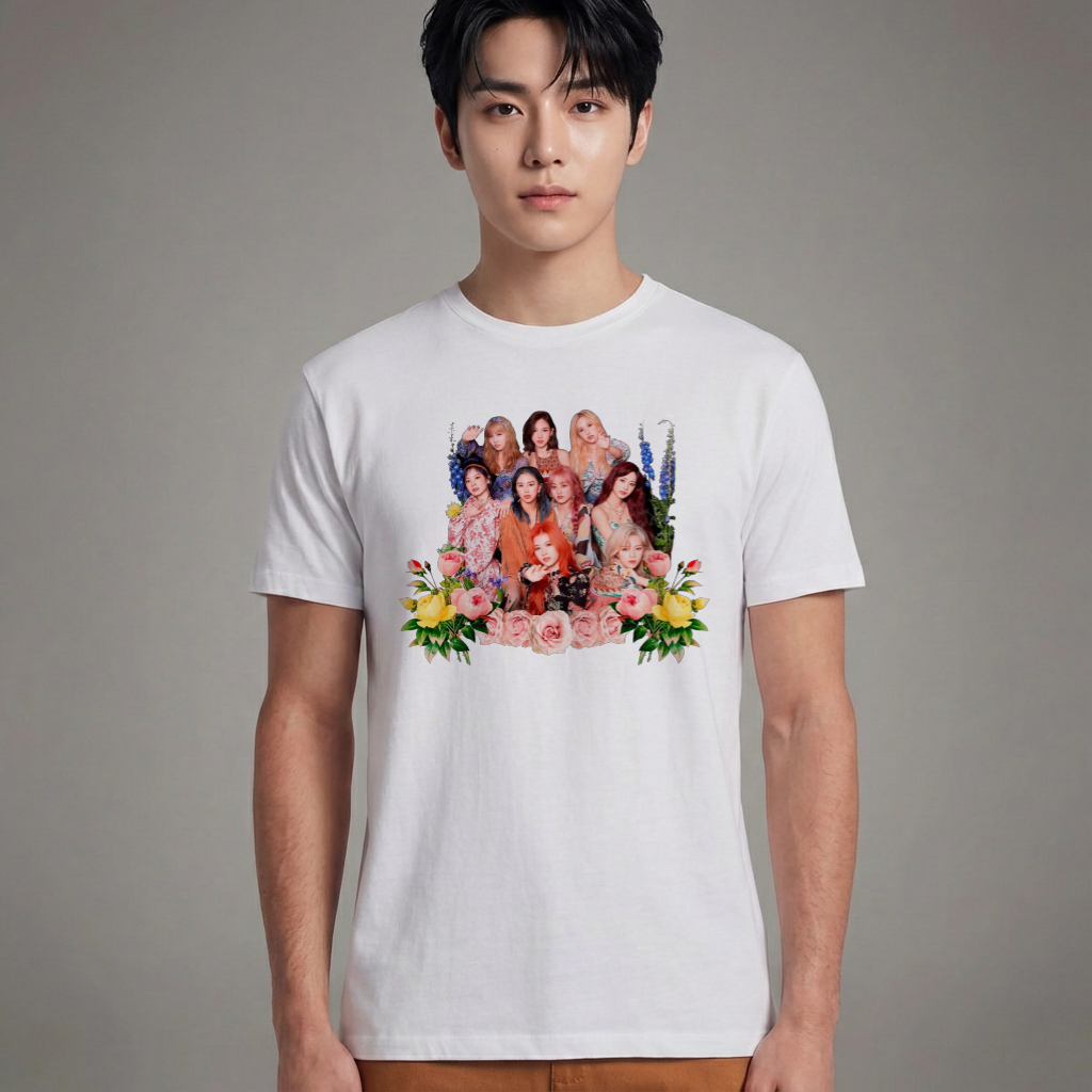 Camiseta Básica Twice Flowers - Branca