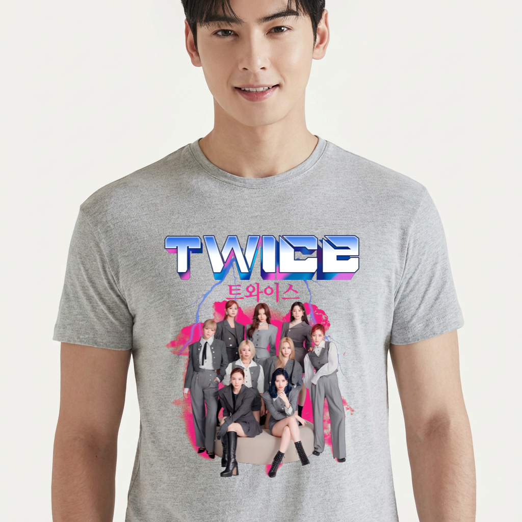 Camiseta Twice Graphic cinza