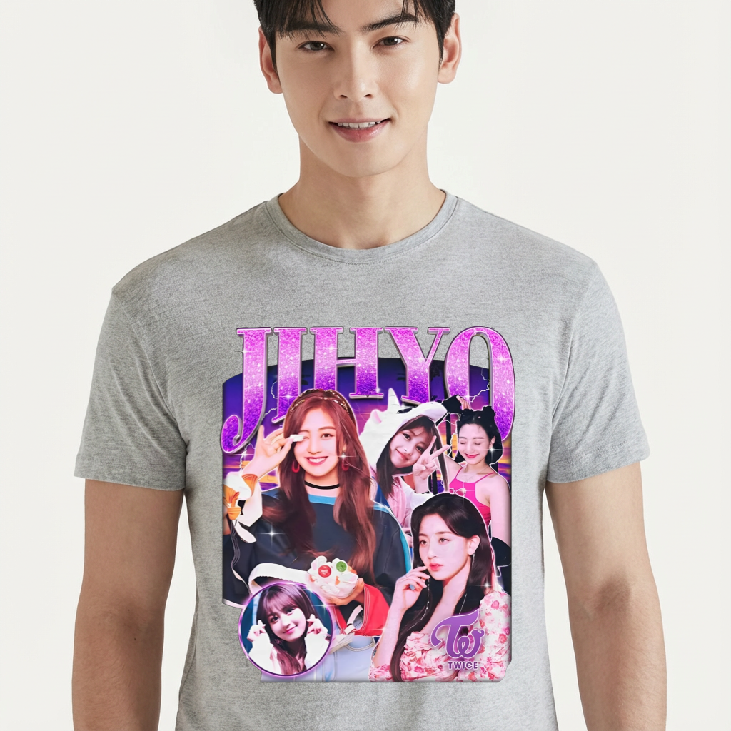 Camiseta camiseta-basica-twice-jihyo - Cinza