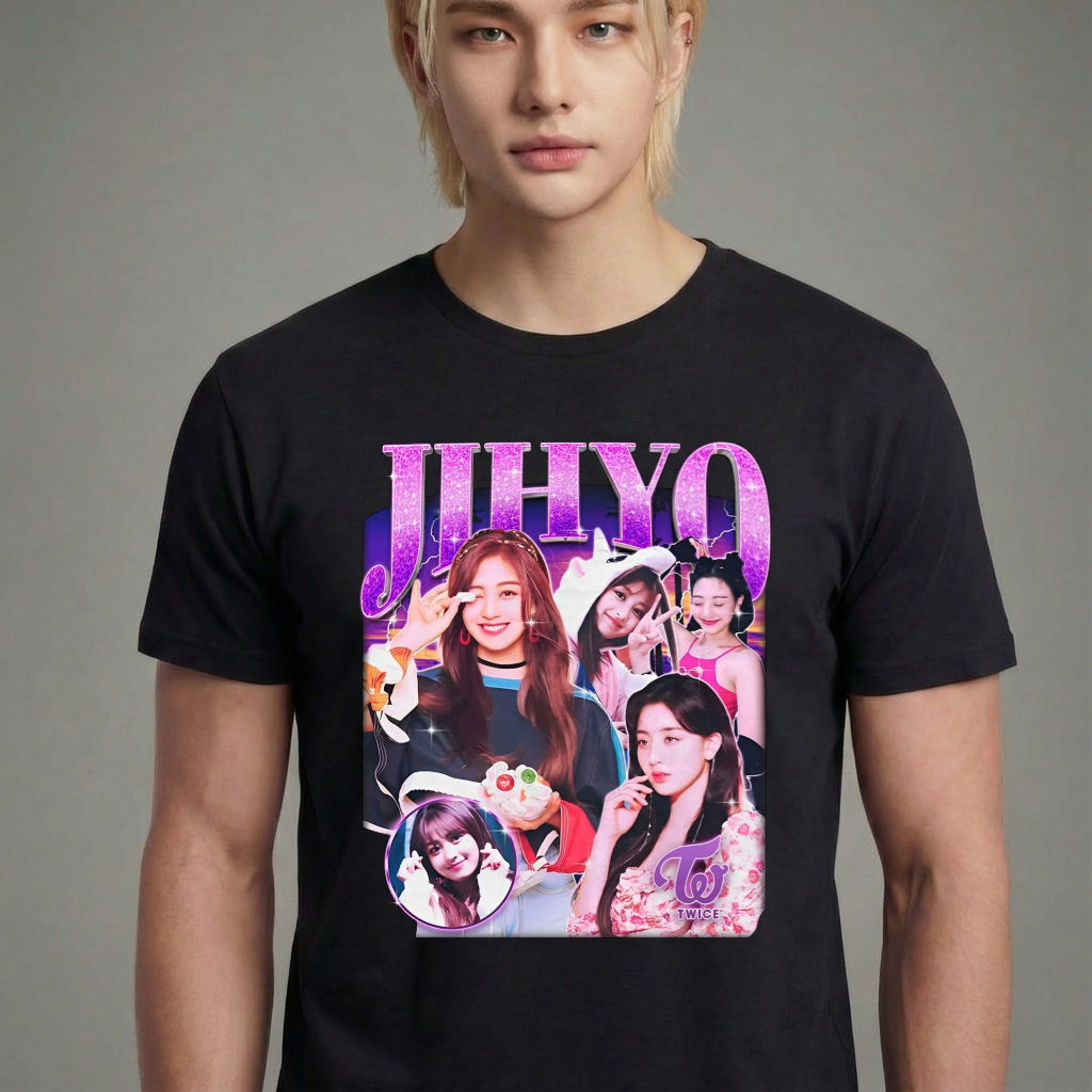 Camiseta camiseta-basica-twice-jihyo - Preta