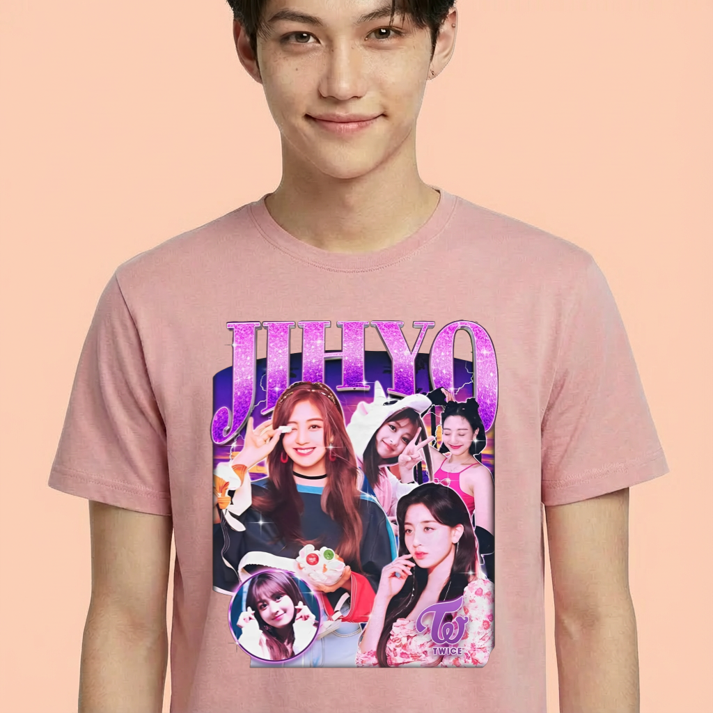Camiseta camiseta-basica-twice-jihyo - Rosa