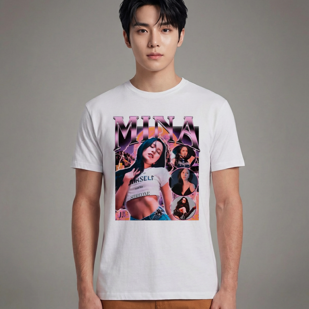 Camiseta Básica Twice Mina K-pop - Branca