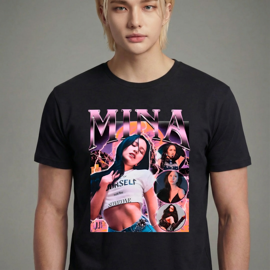 Camiseta camiseta-basica-twice-mina-k-pop - Preta