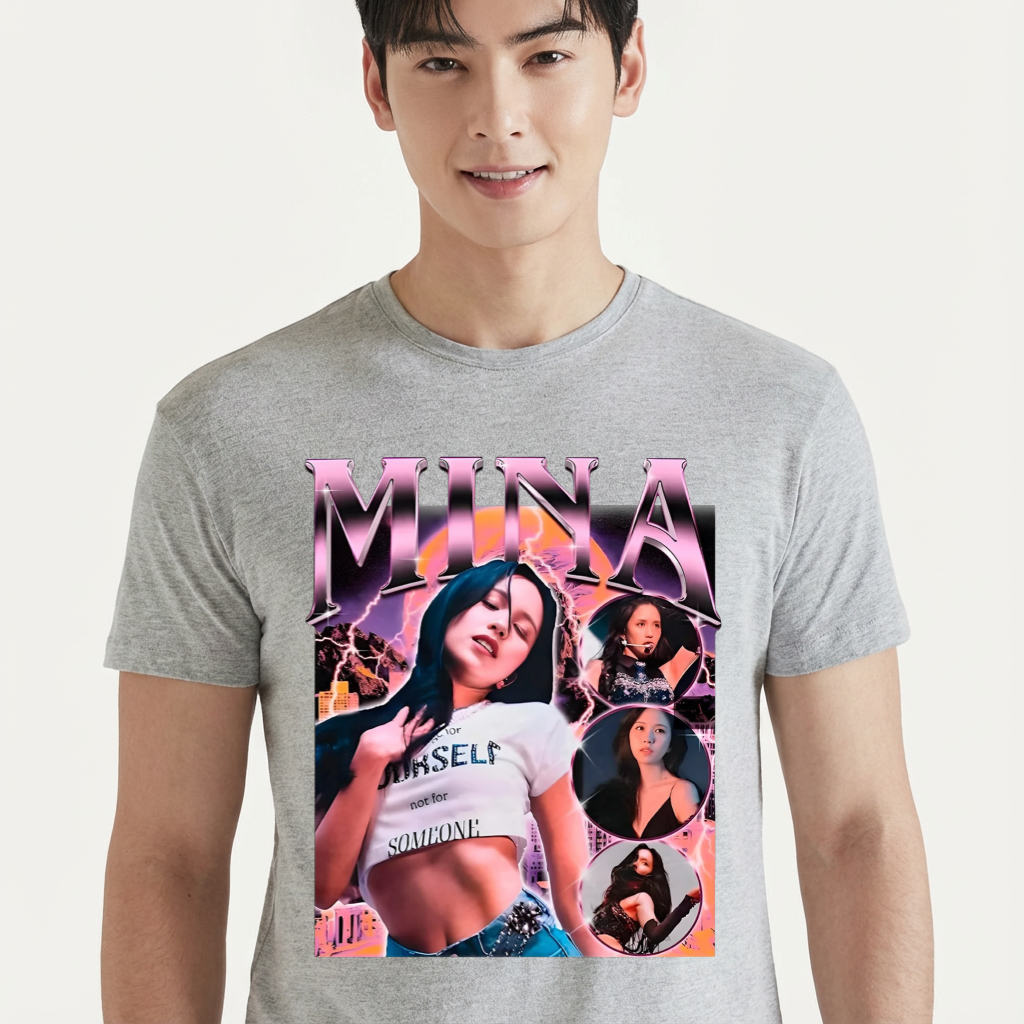 Camiseta camiseta-basica-twice-mina-k-pop - Cinza