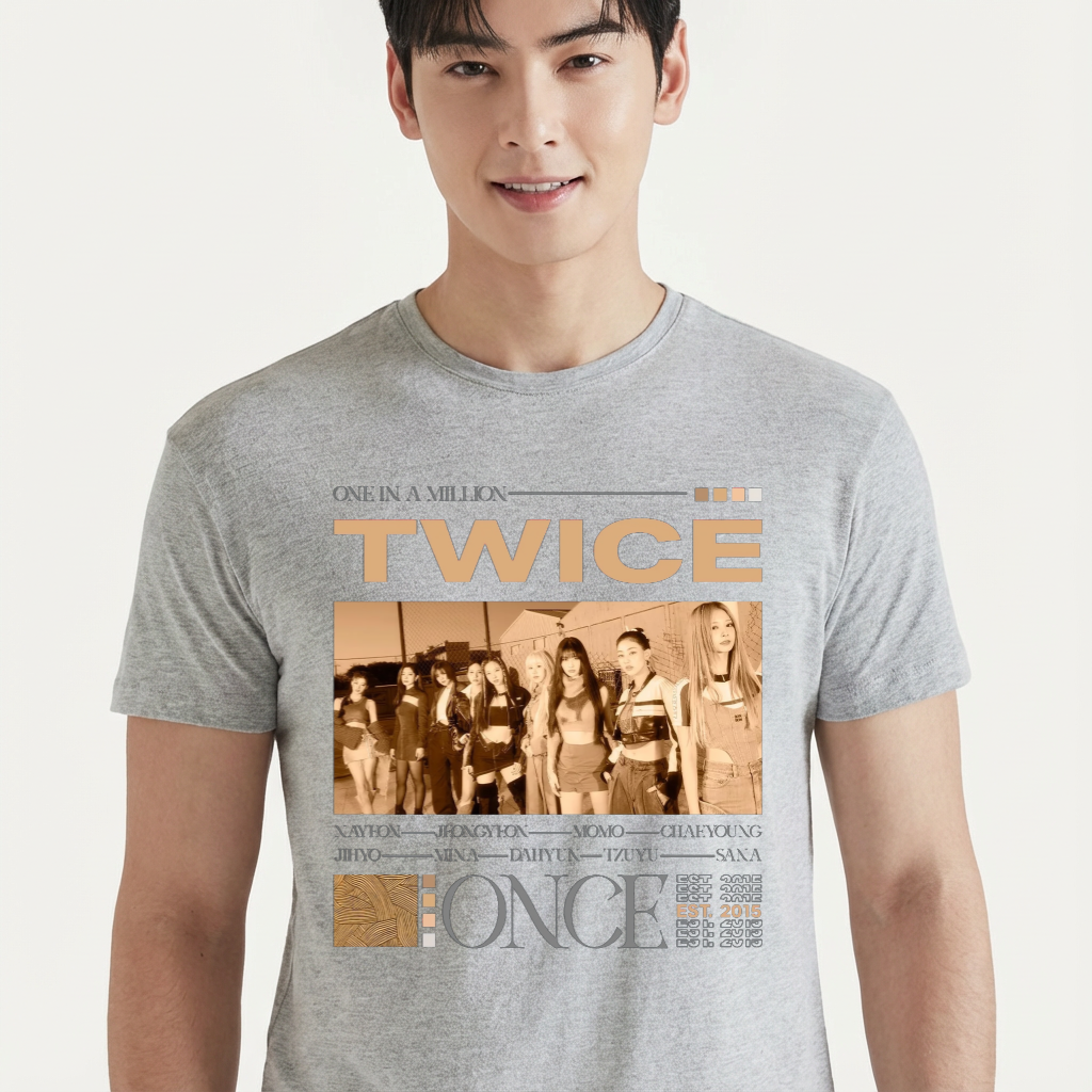Camiseta camiseta-basica-twice-one-in-a-million - Cinza