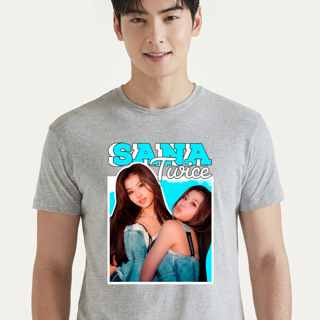 Camiseta camiseta-basica-twice-sana - Cinza