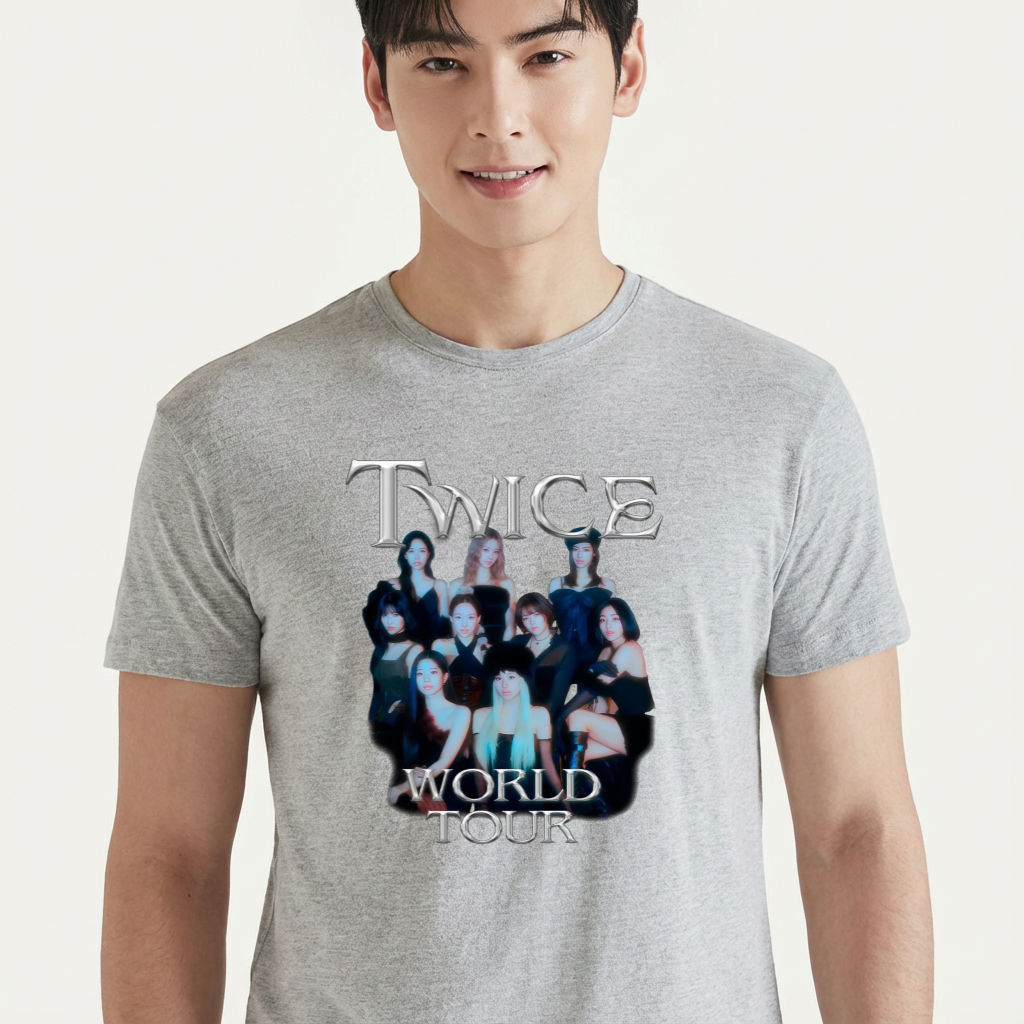 Camiseta Twice World Tour cinza