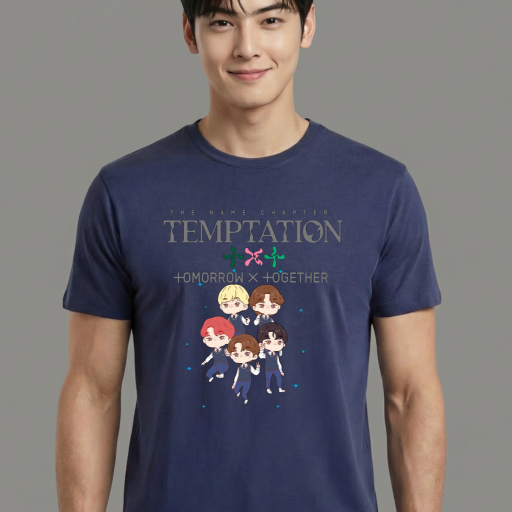 Camiseta TXT Cartoon azul