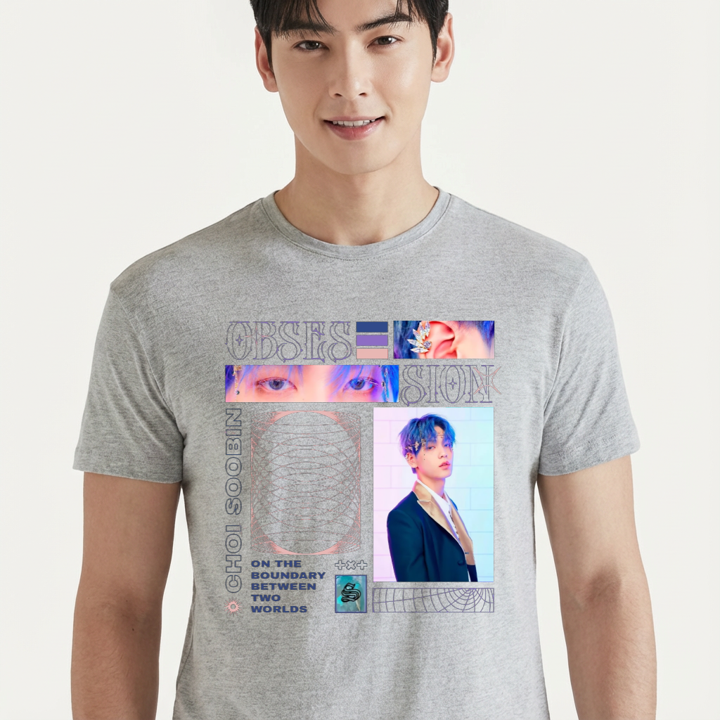 Camiseta camiseta-basica-txt-choi-soobin - Cinza