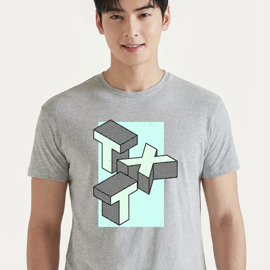 Camiseta TXT Isometric cinza