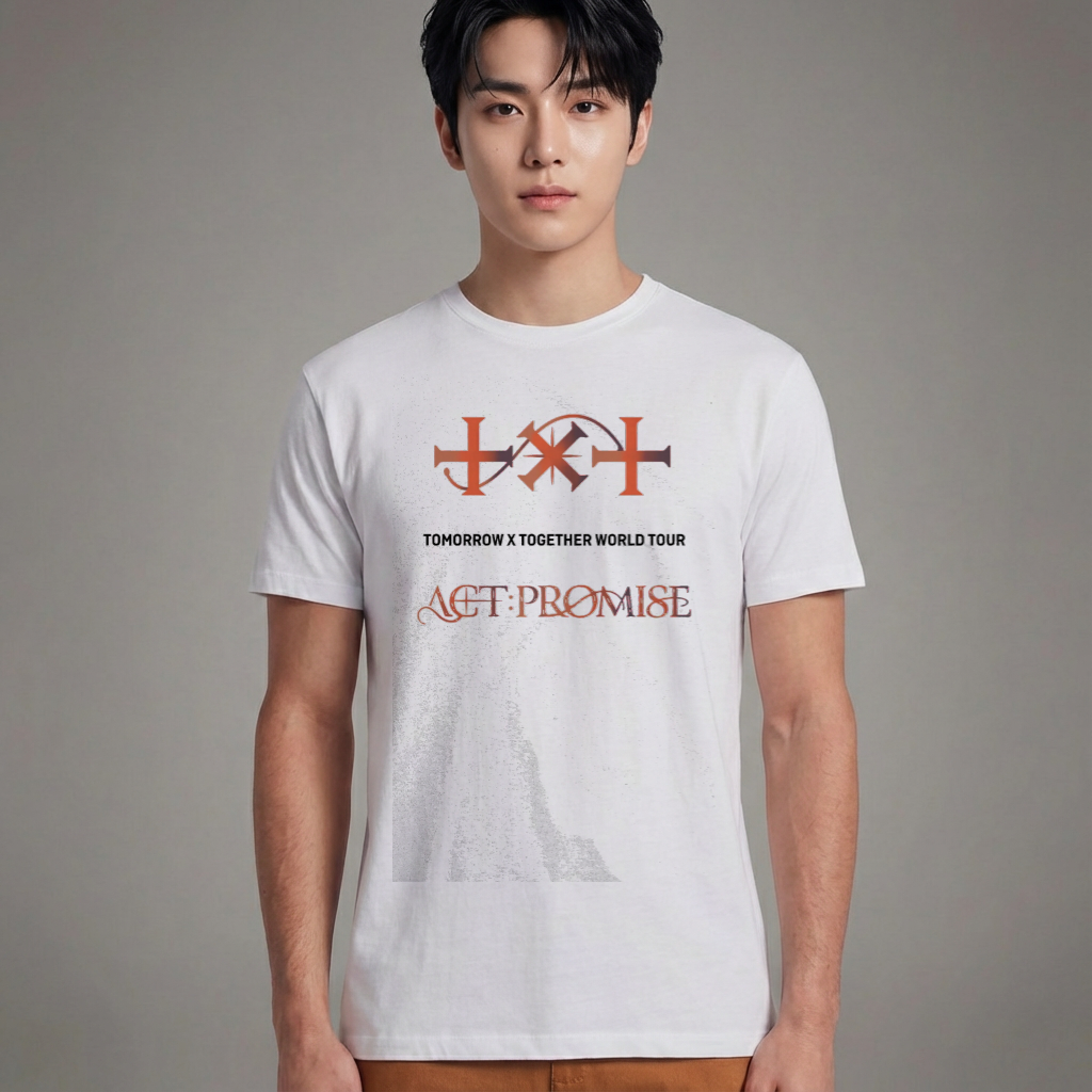 Camiseta Básica TXT Logo Act Promise World Tour - Branca