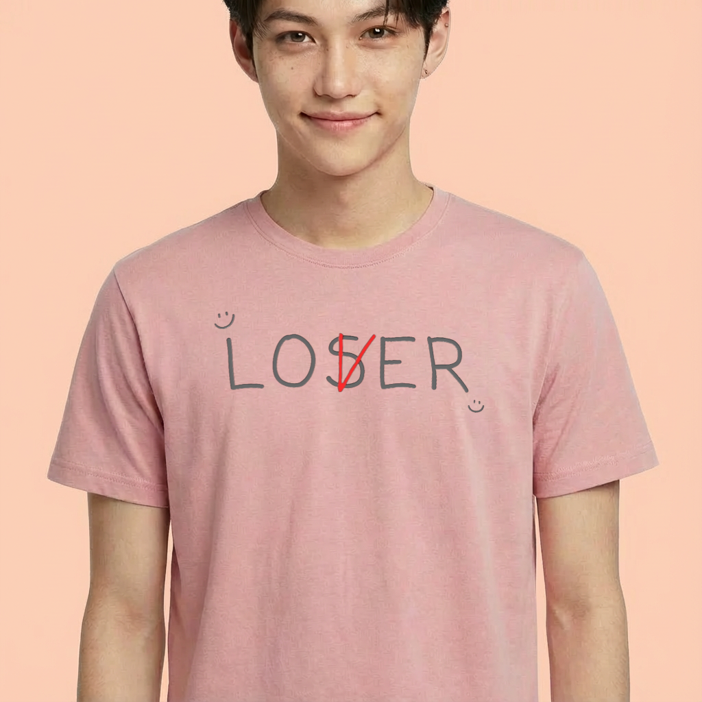 Camiseta camiseta-basica-txt-loser-x-lover - Rosa