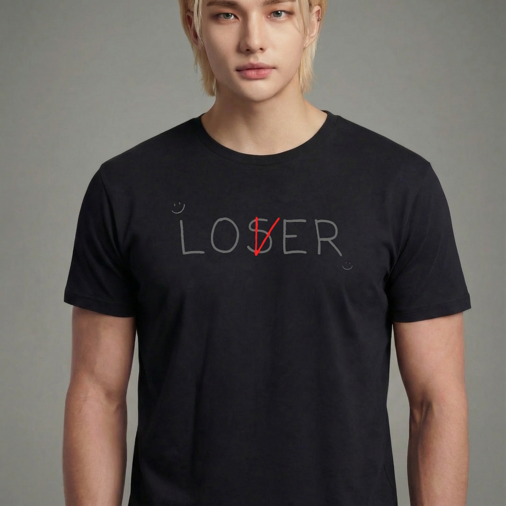 Camiseta camiseta-basica-txt-loser-x-lover - Preta