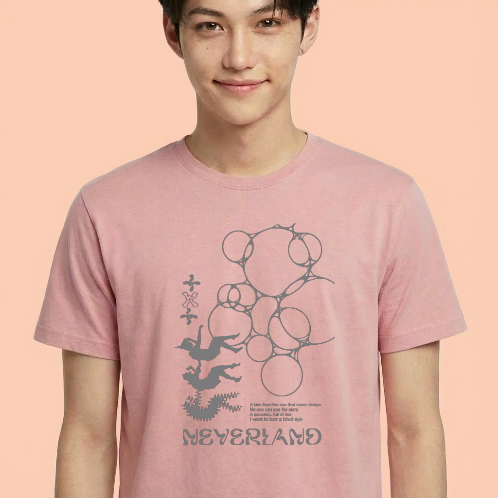 Camiseta camiseta-basica-txt-neverland - Rosa