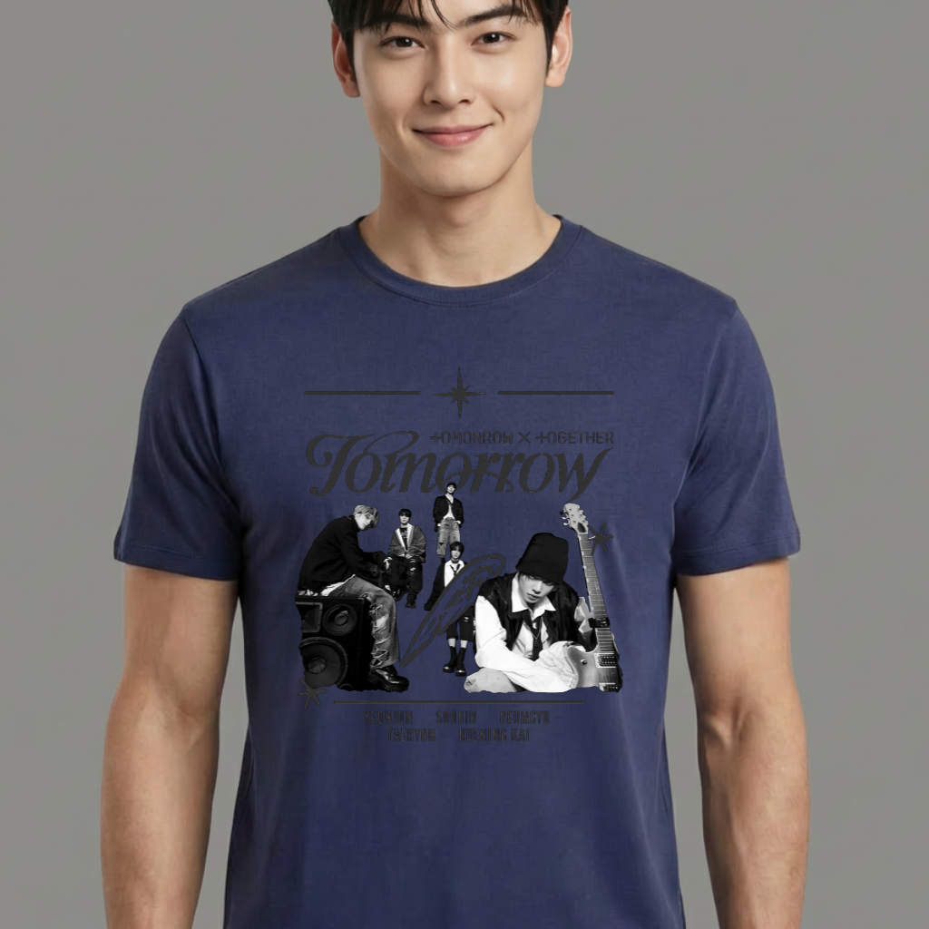 Camiseta TXT P&B Retro azul
