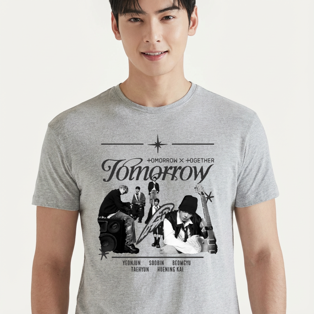 Camiseta TXT P&B Retro cinza