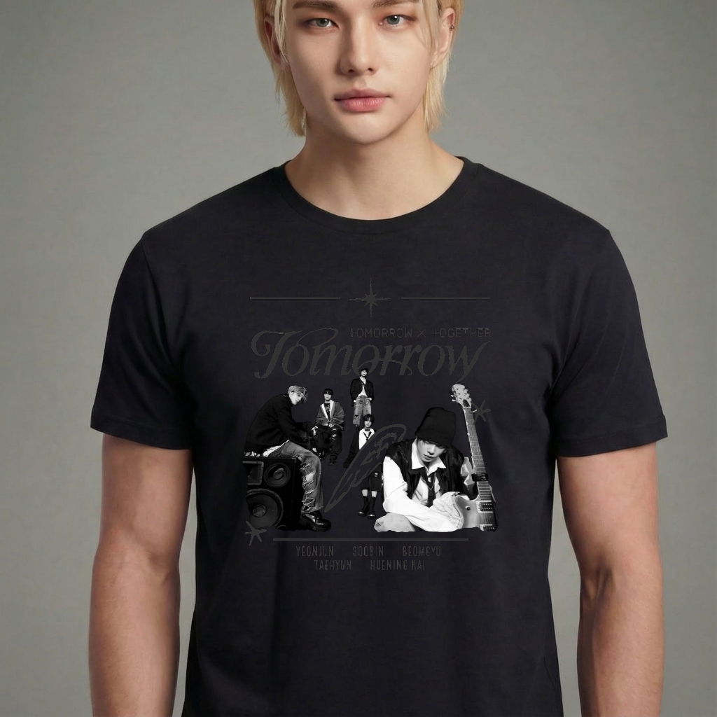 Camiseta TXT P&B Retro preta