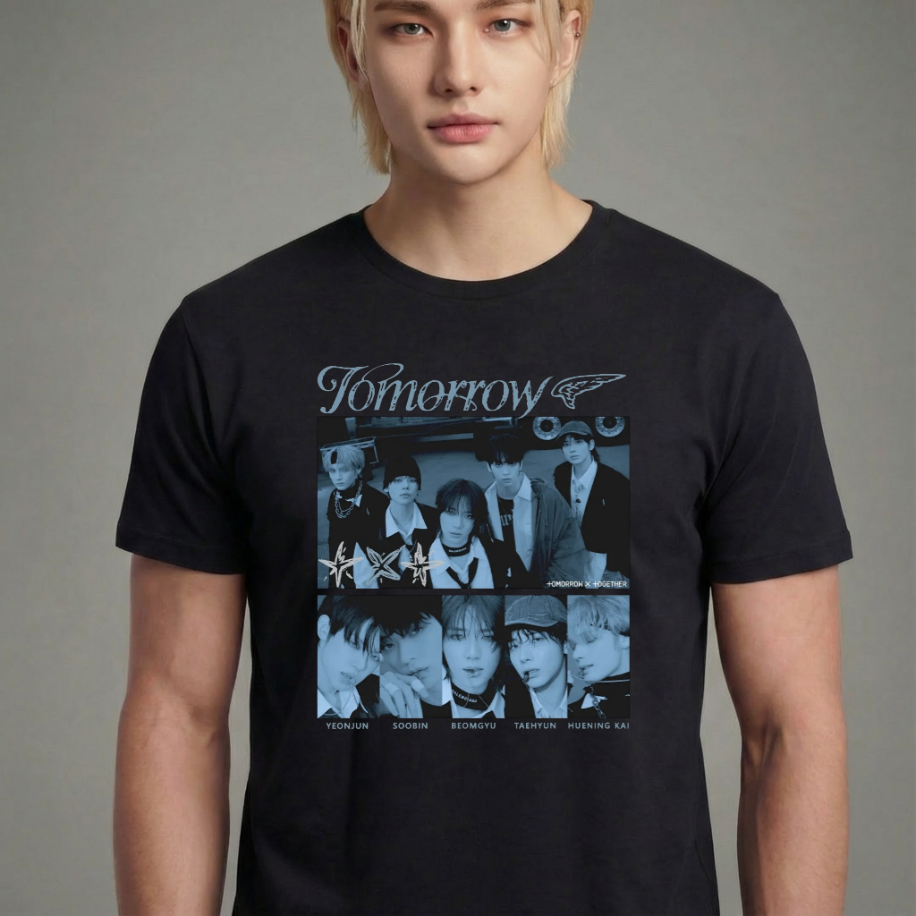 Camiseta TXT Tour Musics preta