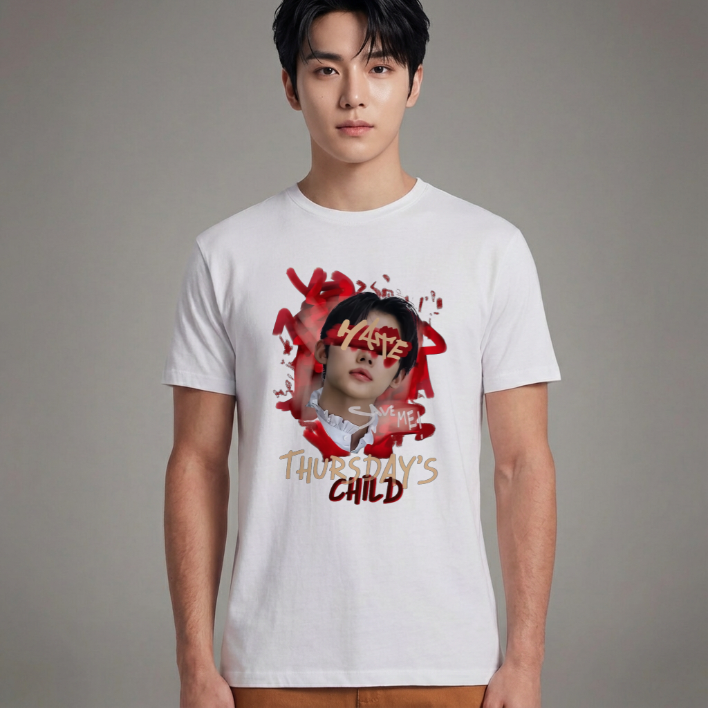 Camiseta TXT Yeonjun Thursday's Child branca