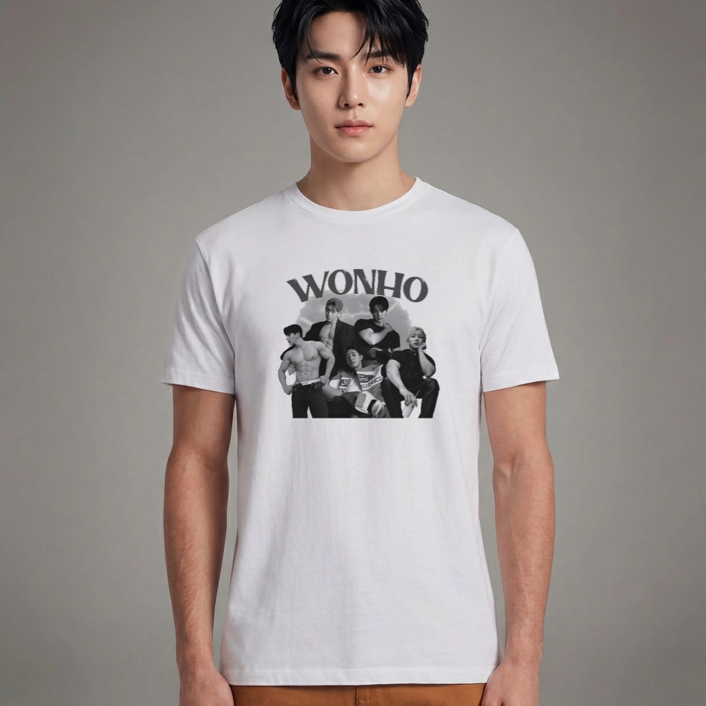 Camiseta Básica Wonho Collage - Branca