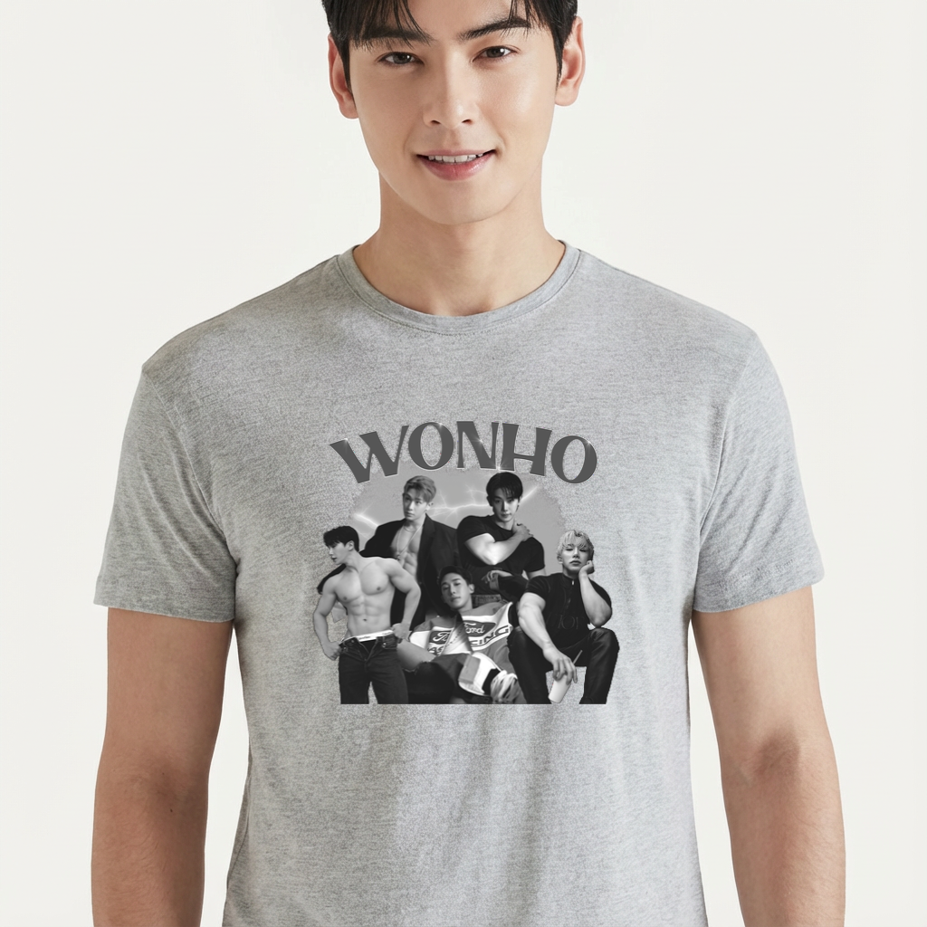 Camiseta Wonho Collage cinza