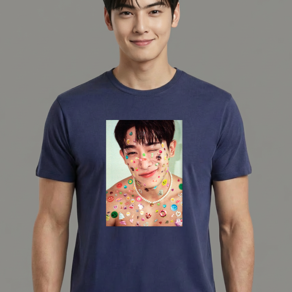 Camiseta Wonho Cute azul