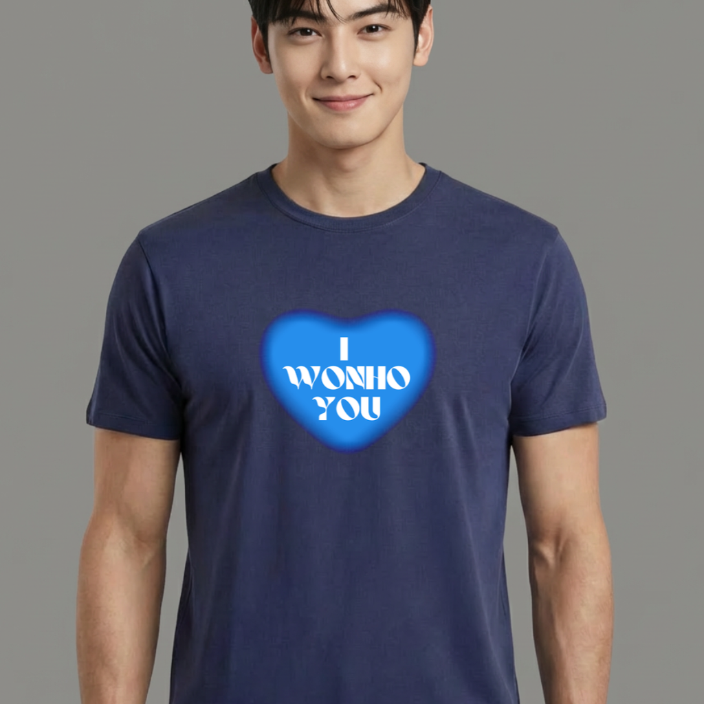 Camiseta Wonho You Heart azul