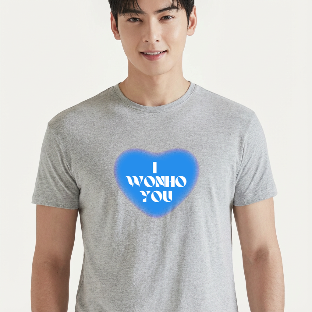 Camiseta Wonho You Heart cinza