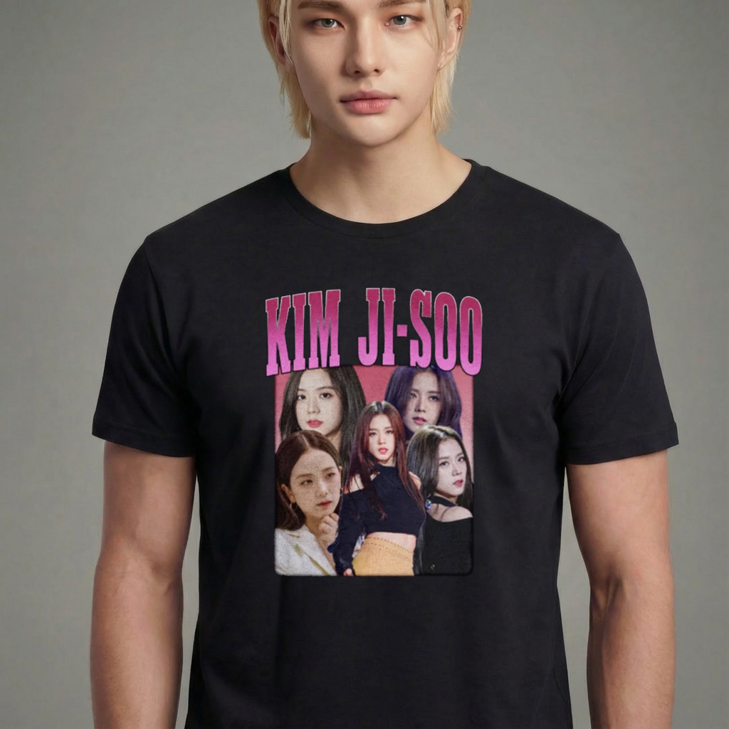 Camiseta camiseta-basico-kim-ji-soo-blackpink - Preta